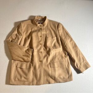 NWT Pure Camel Hair Italian Vintage Talbots Tan Coat Buttons + Pockets Size 20W